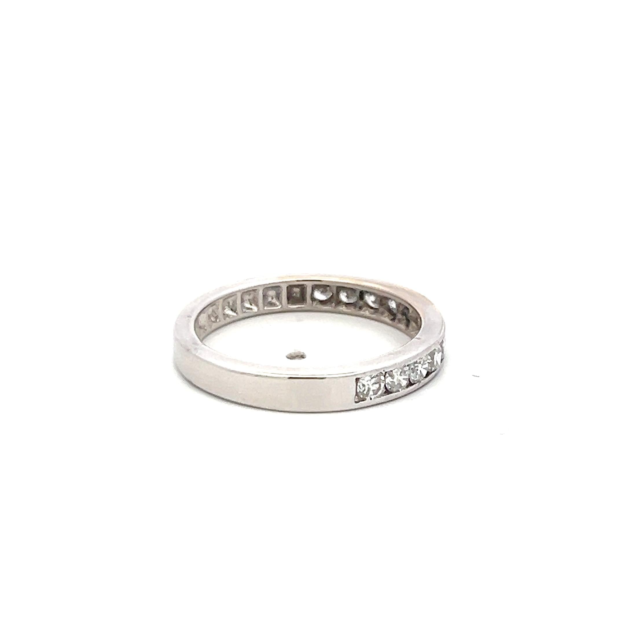 Vintage 14K White Gold Eternity Band Ring with 0.6 Carat Round Diamonds Size 6.5