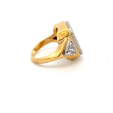 0.70 Carat Triangular Shape G VS1 Diamond 18 Karat Two Tone Gold Semi Mount Ring