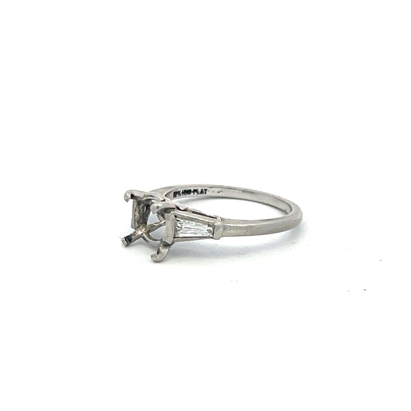 0.25ct Tapered Baguette Diamond Platinum Semi-Mount Ring (H VS1)