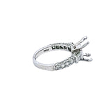 0.95 Carat Baguette and Round Brilliant Diamond Platinum Semi Mount Ring