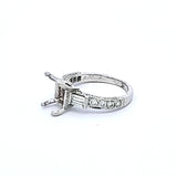 0.95 Carat Baguette and Round Brilliant Diamond Platinum Semi Mount Ring