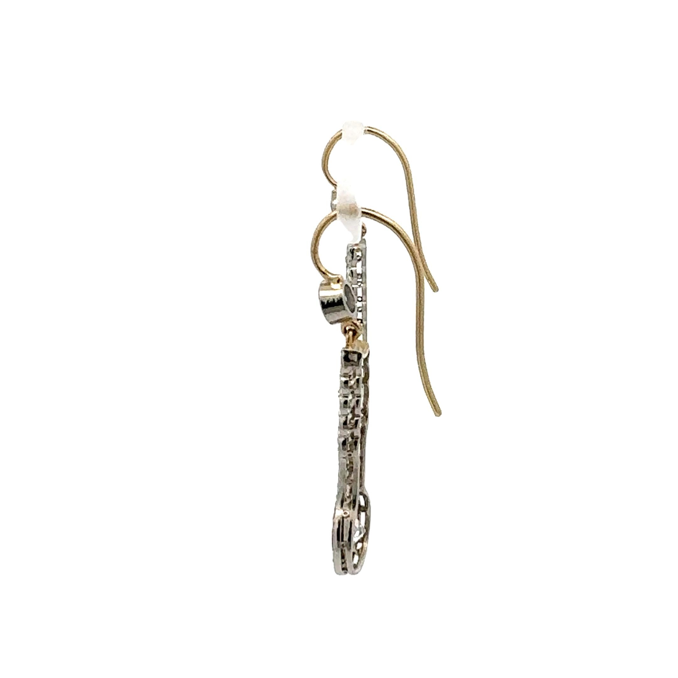 3.22 Carat Old European Cut GIA Diamond Platinum Dangling Earring