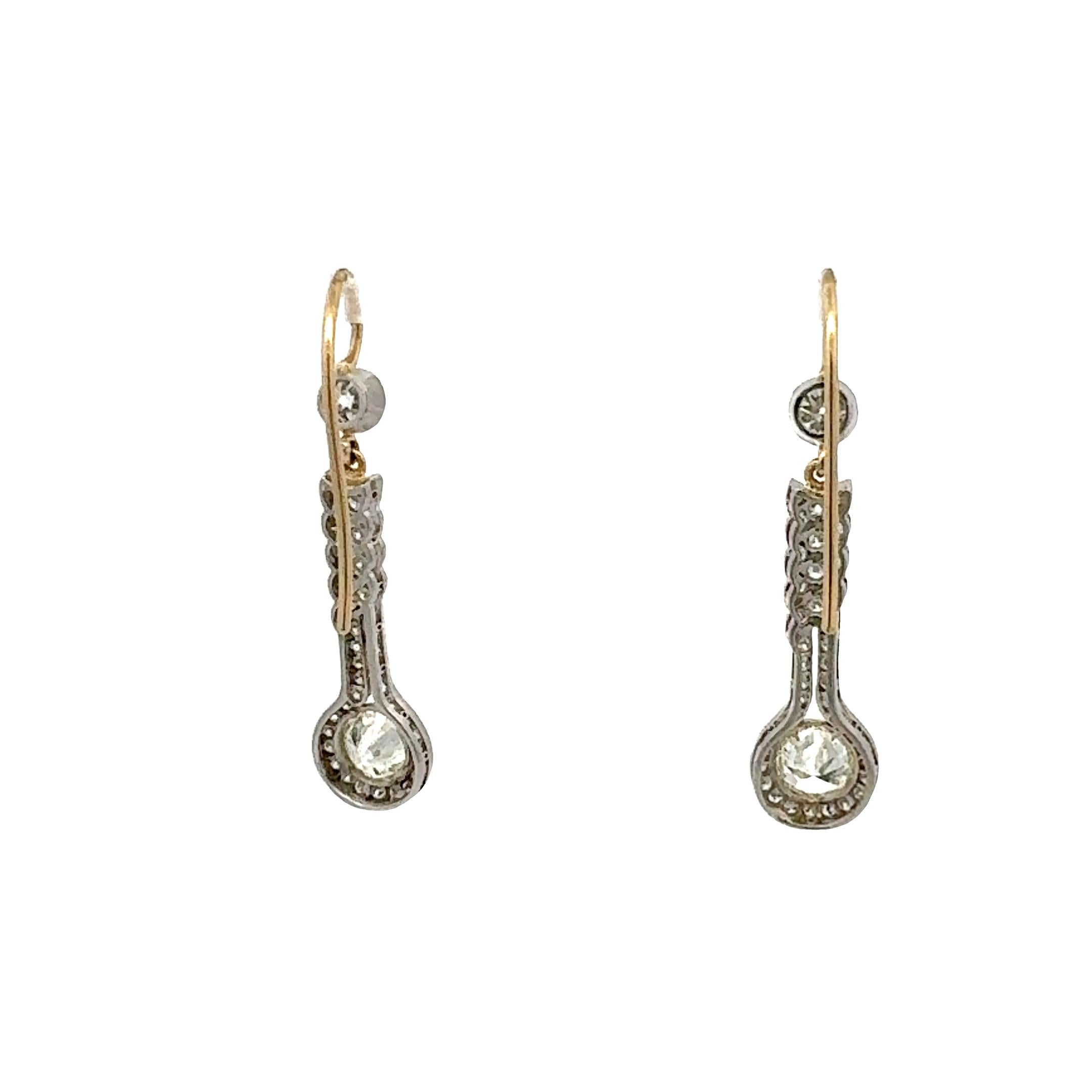 3.22 Carat Old European Cut GIA Diamond Platinum Dangling Earring