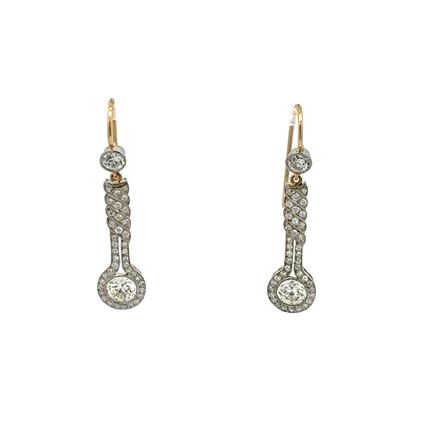 3.22 Carat Old European Cut GIA Diamond Platinum Dangling Earring