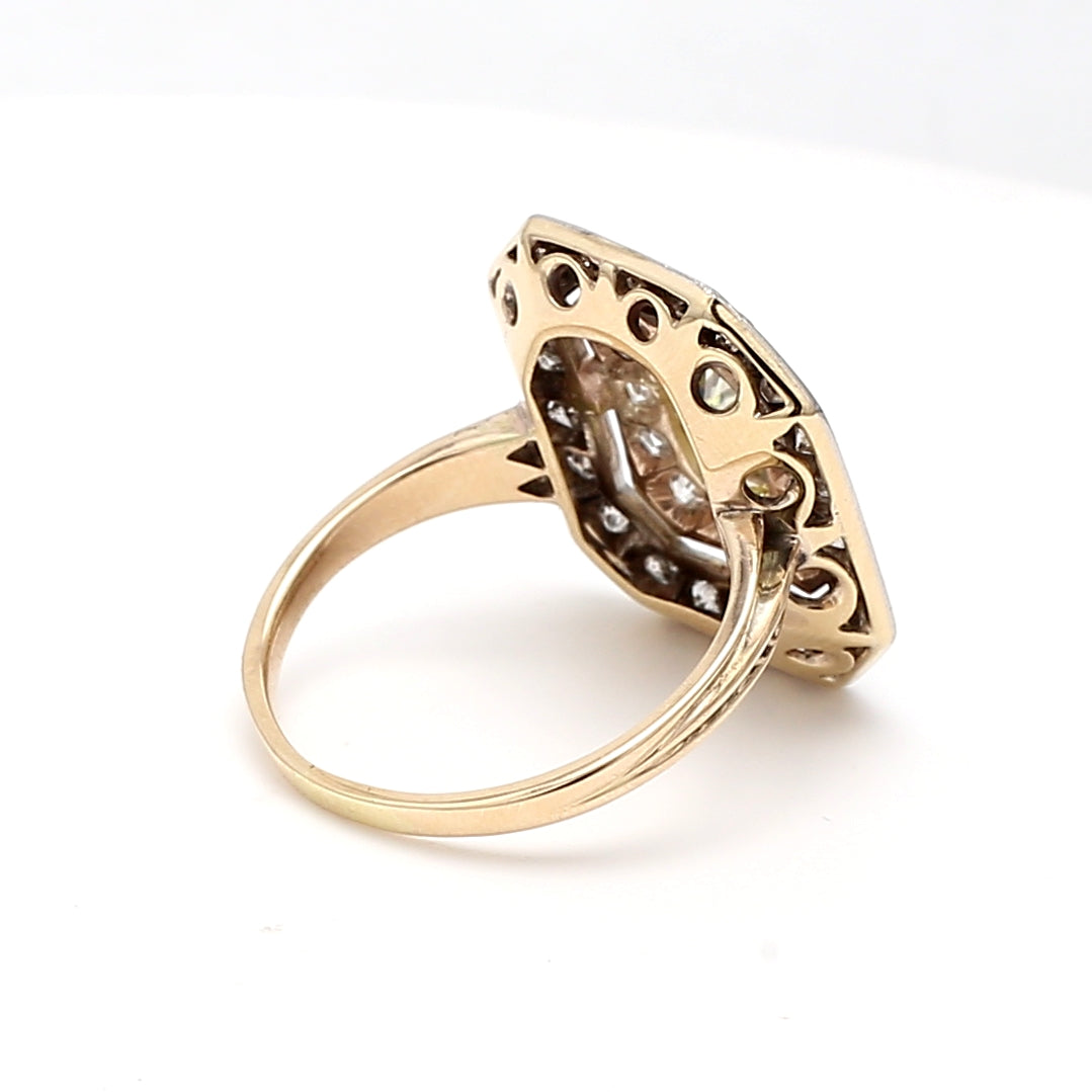 2.79 Carat Round and Oval Shape Fancy Light Brownish Diamond 14K YG Cocktail Ring