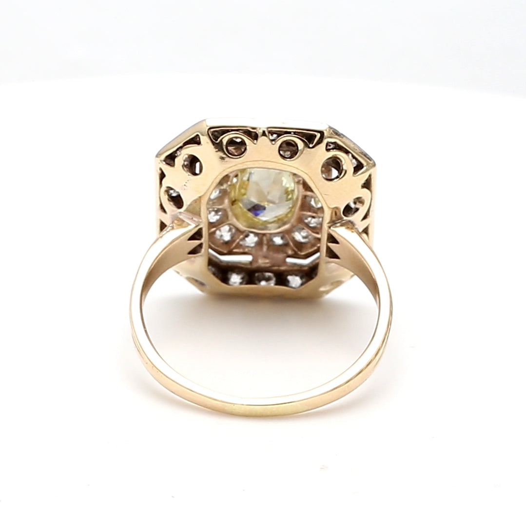 2.79 Carat Round and Oval Shape Fancy Light Brownish Diamond 14K YG Cocktail Ring