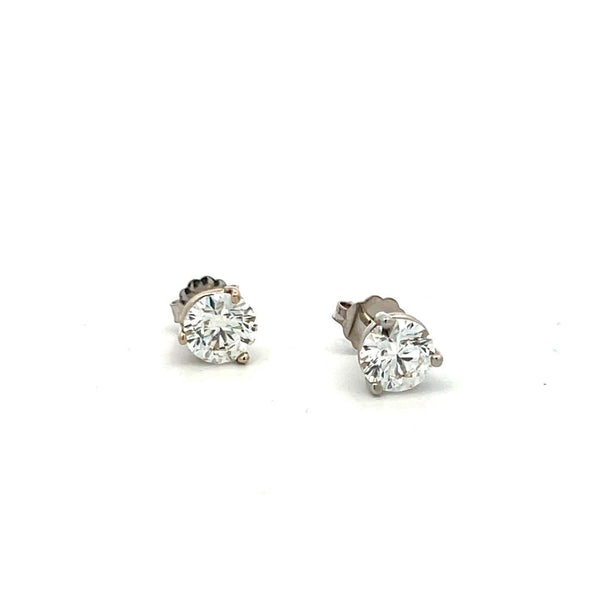 2.03 Carat Round Brilliant H SI1 Diamond 14 Karat White Gold Stud Earrings