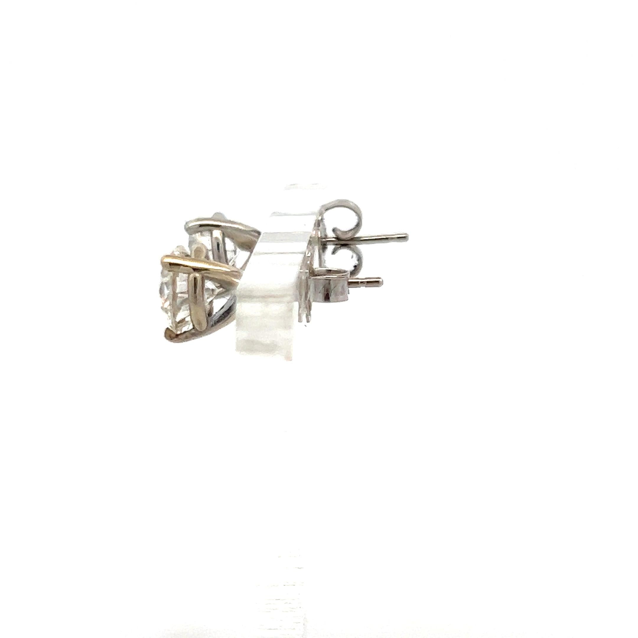 2.03 Carat Round Brilliant H SI1 Diamond 14 Karat White Gold Stud Earrings