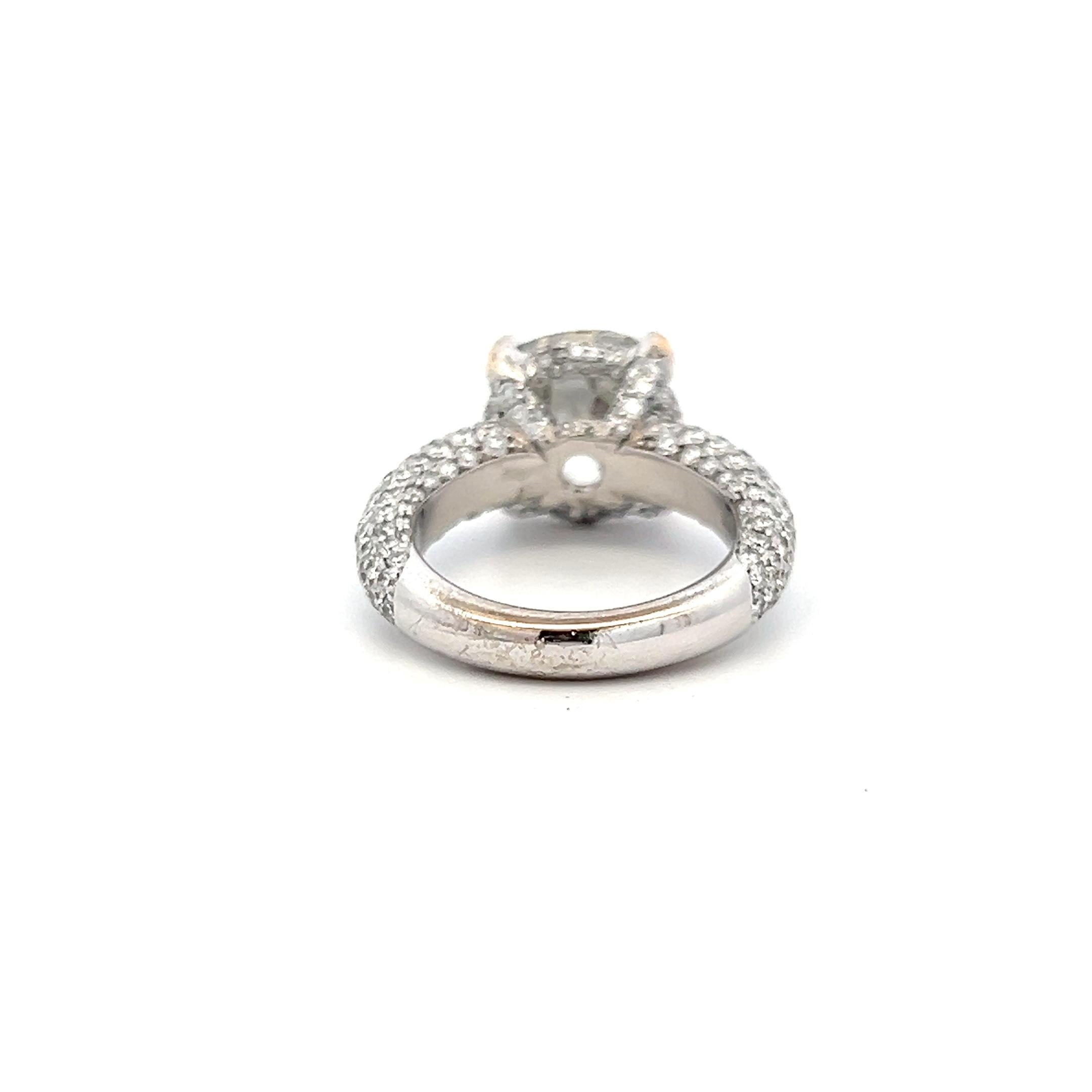 Platinum Engagement Ring with 9.18ct Old Miner Cut & Round Diamonds J VS2 GIA