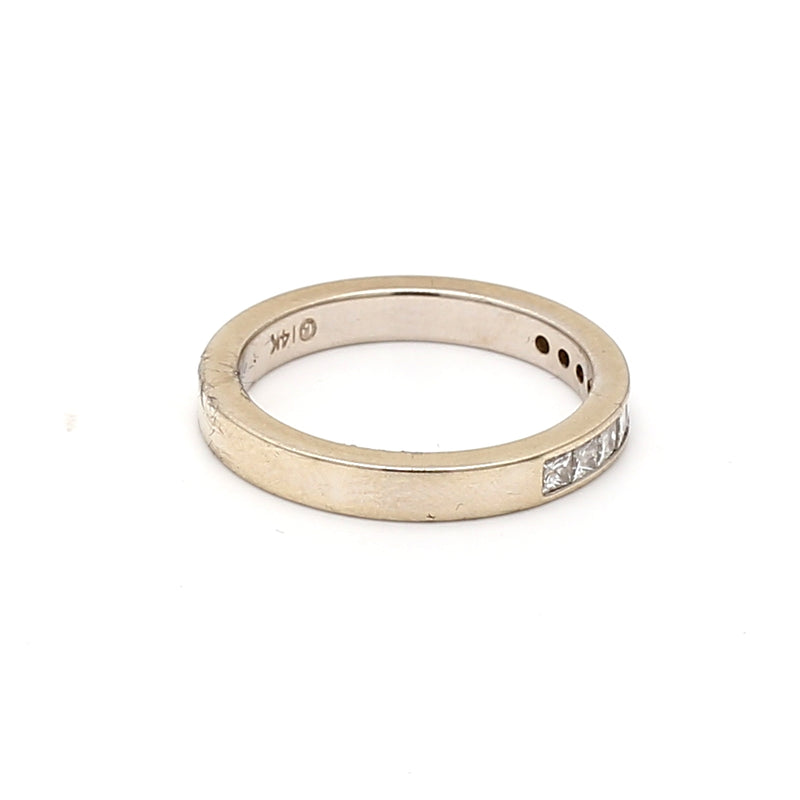 0.90 Carat Princess Cut G VS2 Diamond 14 Karat White Gold Band Ring