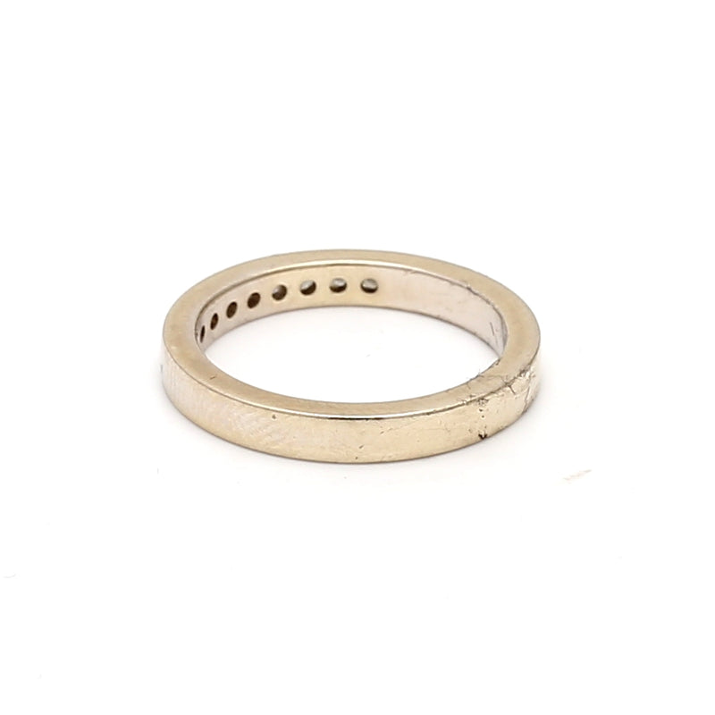 0.90 Carat Princess Cut G VS2 Diamond 14 Karat White Gold Band Ring