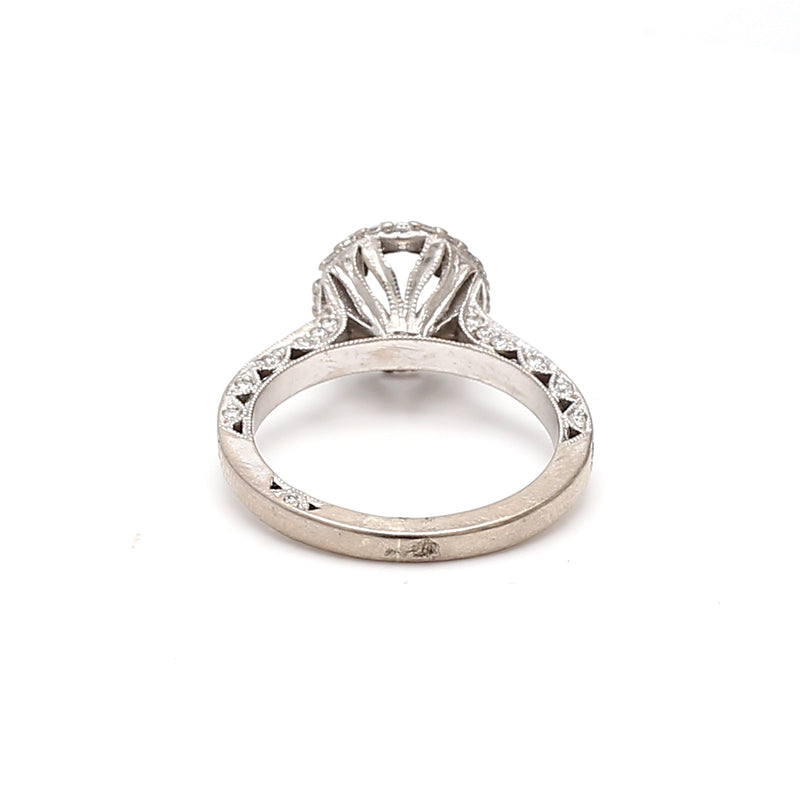 Tacori 0.96 Carat Round Brilliant Diamond 18 Karat White Gold Semi Mount Ring