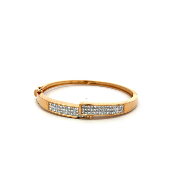 1.75ct Princess Cut Diamond 18K Yellow Gold Vintage Bangle Bracelet