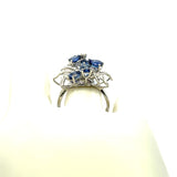 3.80 Carat Sapphire 0.24 Carat Round Brilliant Diamond 18 Karat White Gold Ring