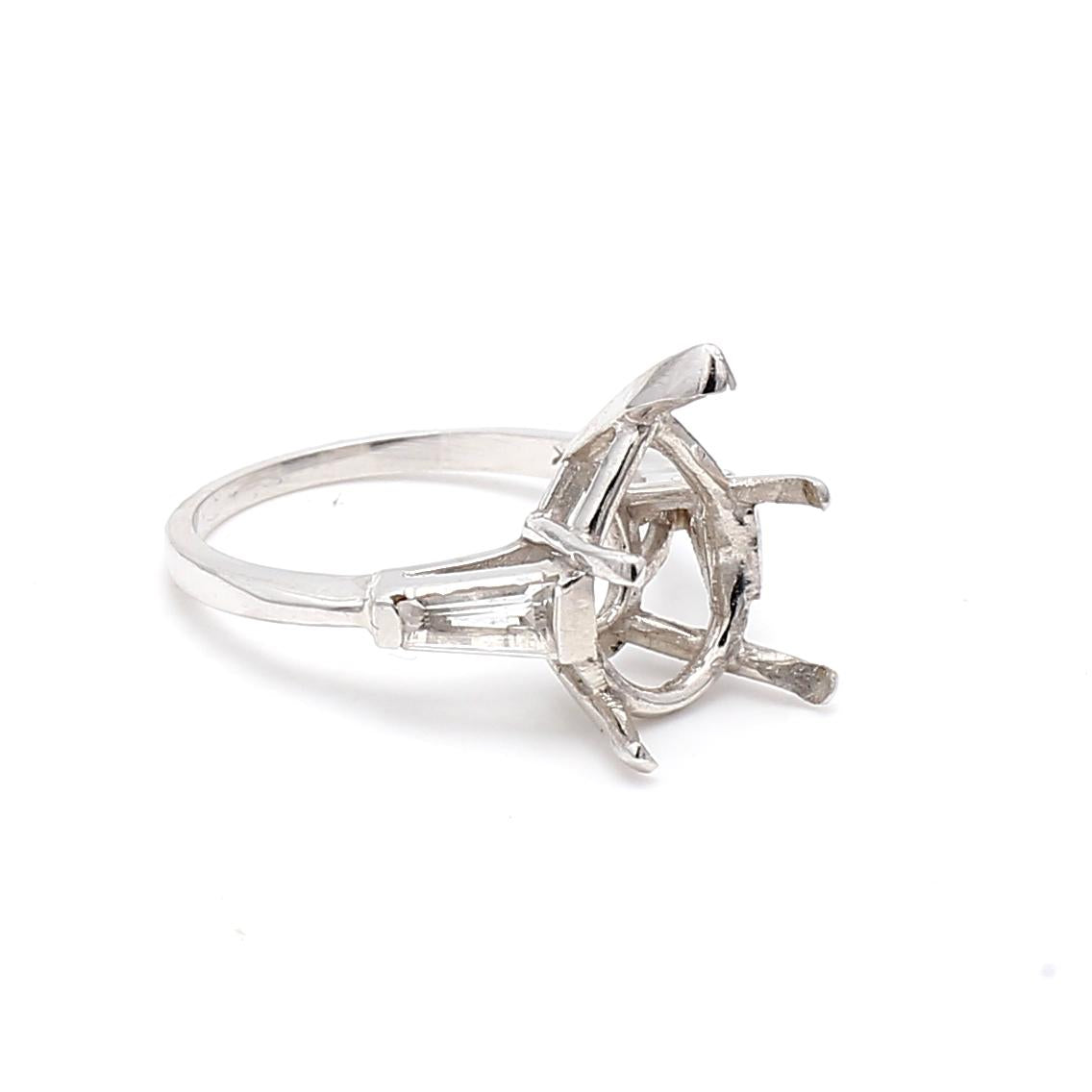 14K White Gold Semi Mount Ring with 0.5 Carat Diamonds Fits 13.31x8.61mm