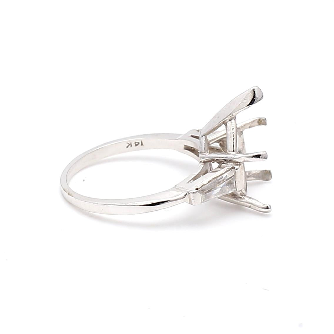 14K White Gold Semi Mount Ring with 0.5 Carat Diamonds Fits 13.31x8.61mm