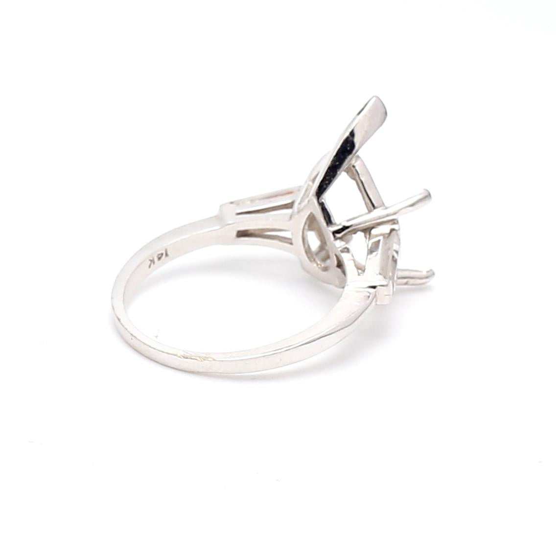 14K White Gold Semi Mount Ring with 0.5 Carat Diamonds Fits 13.31x8.61mm