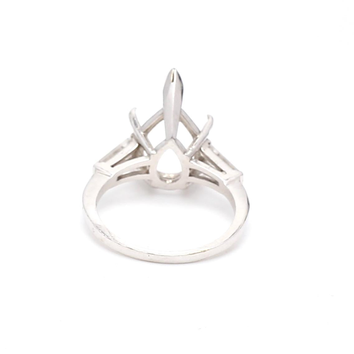 14K White Gold Semi Mount Ring with 0.5 Carat Diamonds Fits 13.31x8.61mm