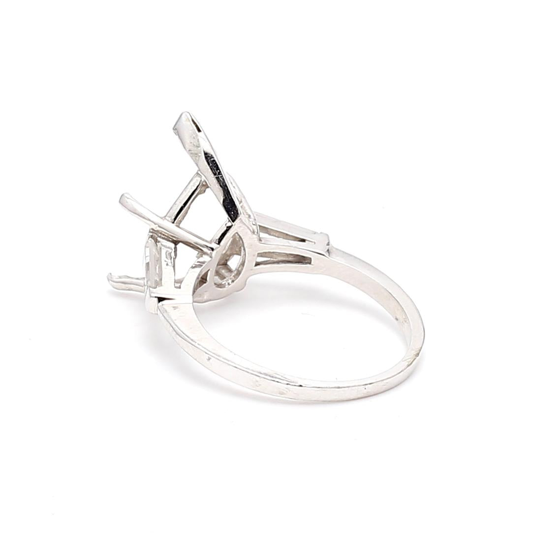 14K White Gold Semi Mount Ring with 0.5 Carat Diamonds Fits 13.31x8.61mm