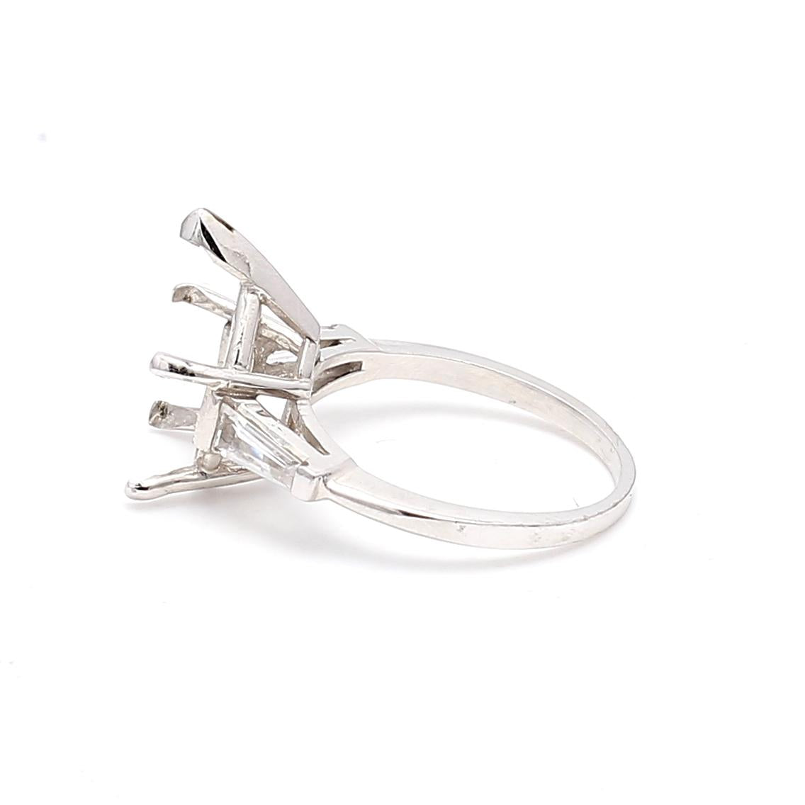 14K White Gold Semi Mount Ring with 0.5 Carat Diamonds Fits 13.31x8.61mm