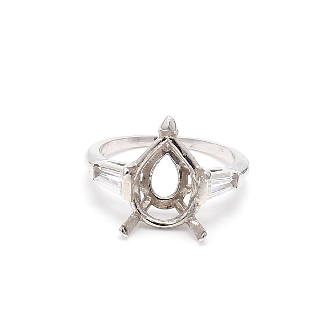 14K White Gold Semi Mount Ring with 0.5 Carat Diamonds Fits 13.31x8.61mm
