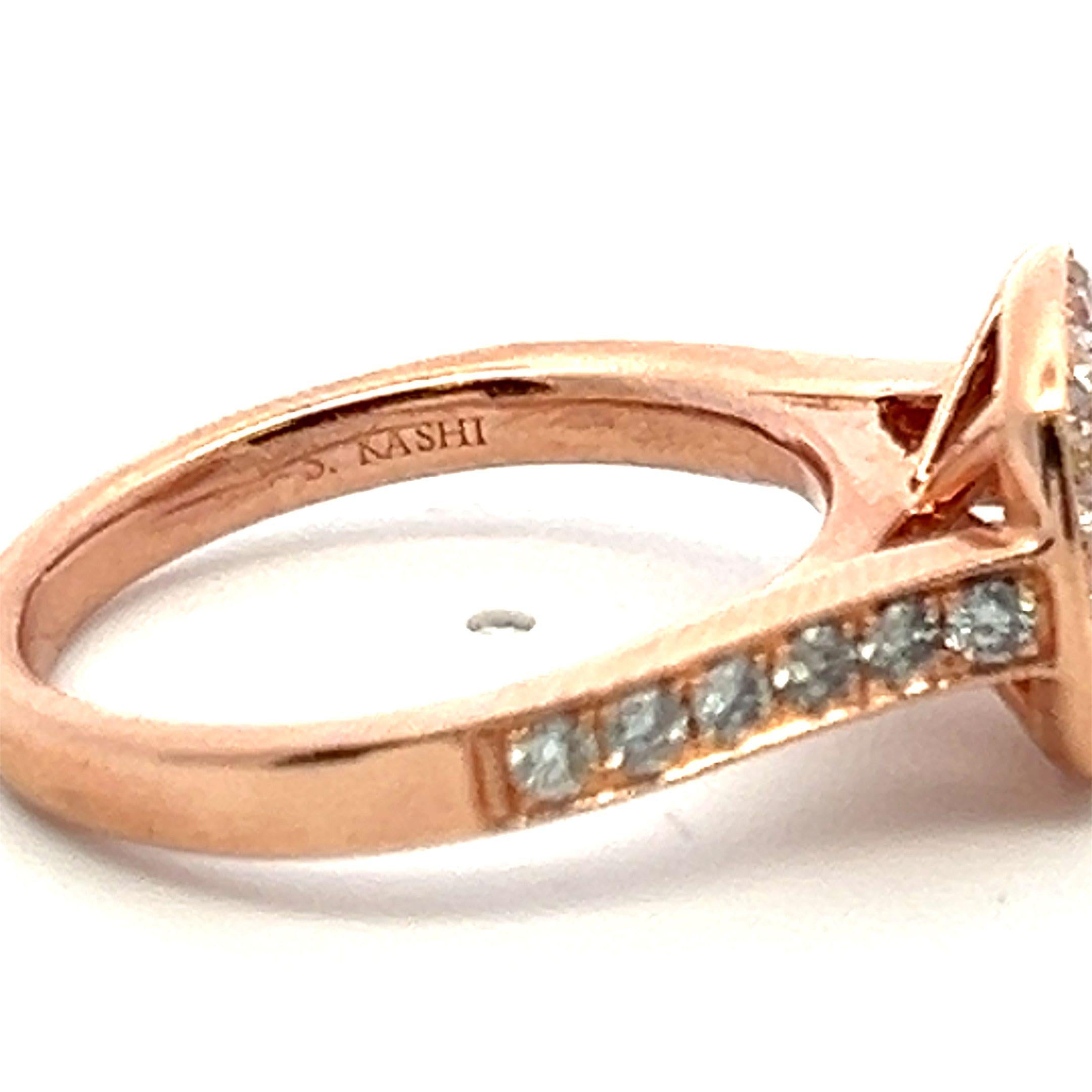 14K Rose Gold Engagement Ring with 1.34 Carat Round Diamond Size 7 FDOY-VVS2 GIA