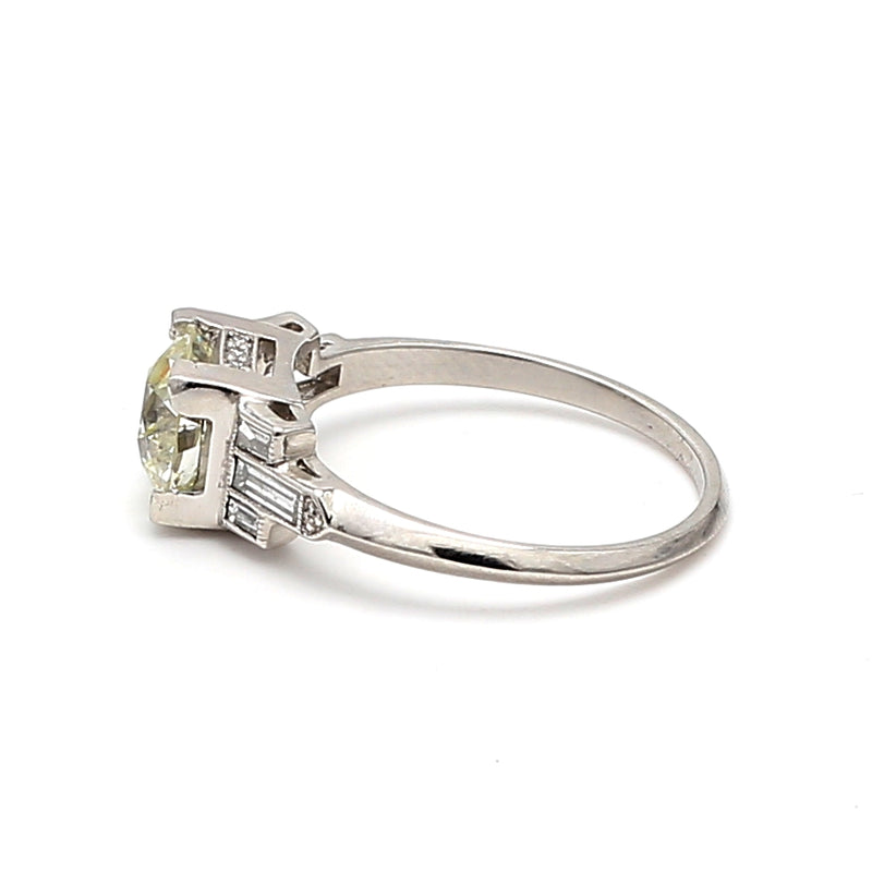 1.57 Carat Old European Cut N VVS2 Diamond Platinum Engagement Ring