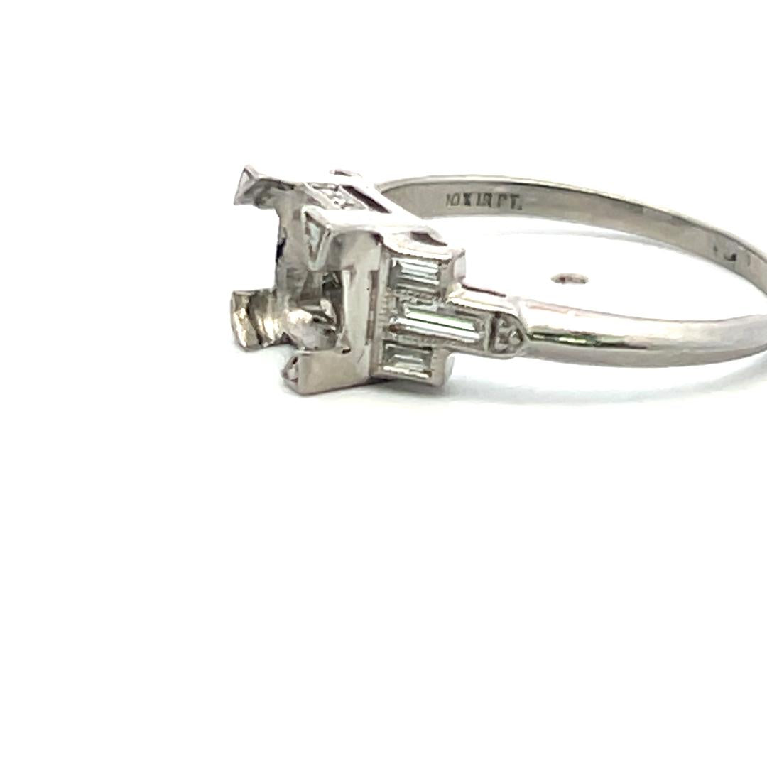 0.20 Carat Baguette Shape Diamond Platinum Semi Mount Ring
