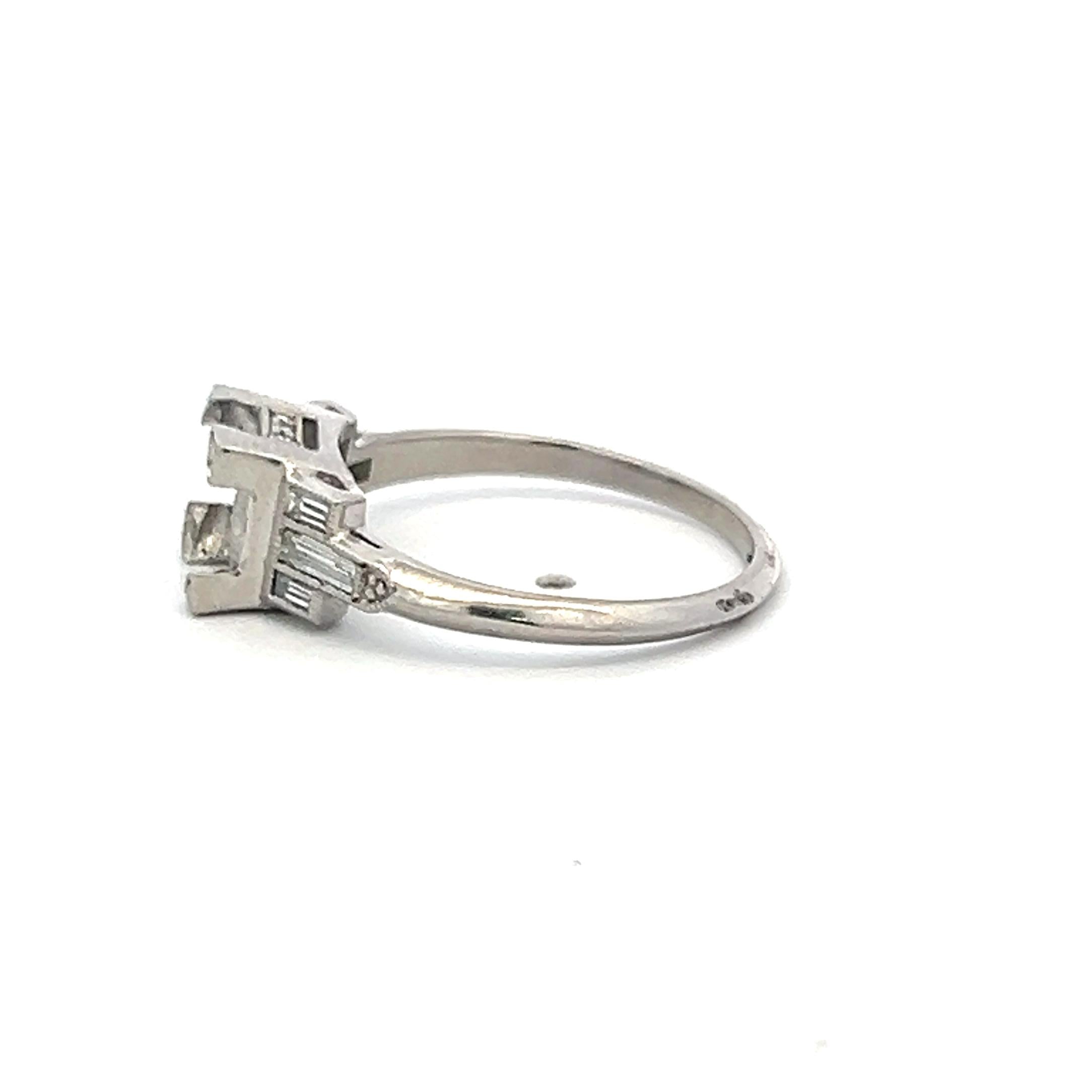 0.20 Carat Baguette Shape Diamond Platinum Semi Mount Ring