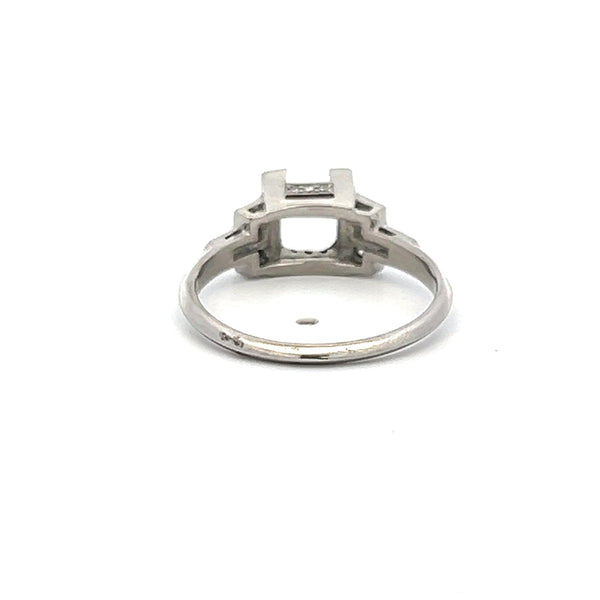 0.20 Carat Baguette Shape Diamond Platinum Semi Mount Ring