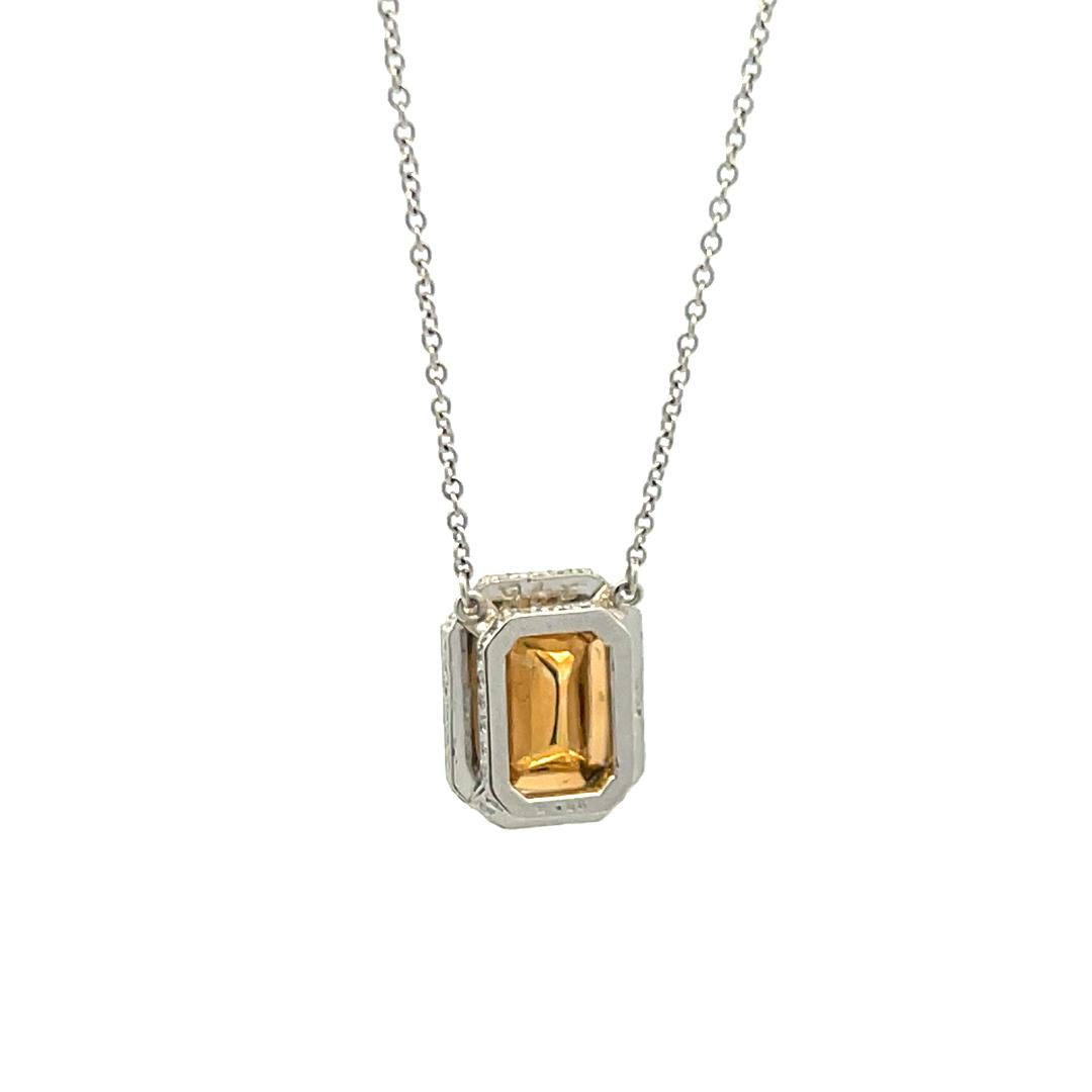 3.36 Carat Radiant Cut and Round Brilliant Diamond Platinum Pendant Necklace