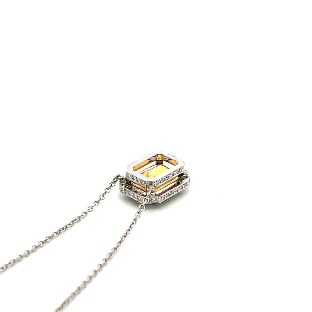 3.36 Carat Radiant Cut and Round Brilliant Diamond Platinum Pendant Necklace