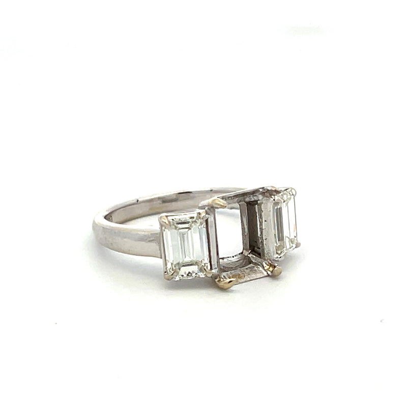 1.60 Carat Emerald Cut D VS1 Diamond Holds 3ct Platinum Semi Mount Ring