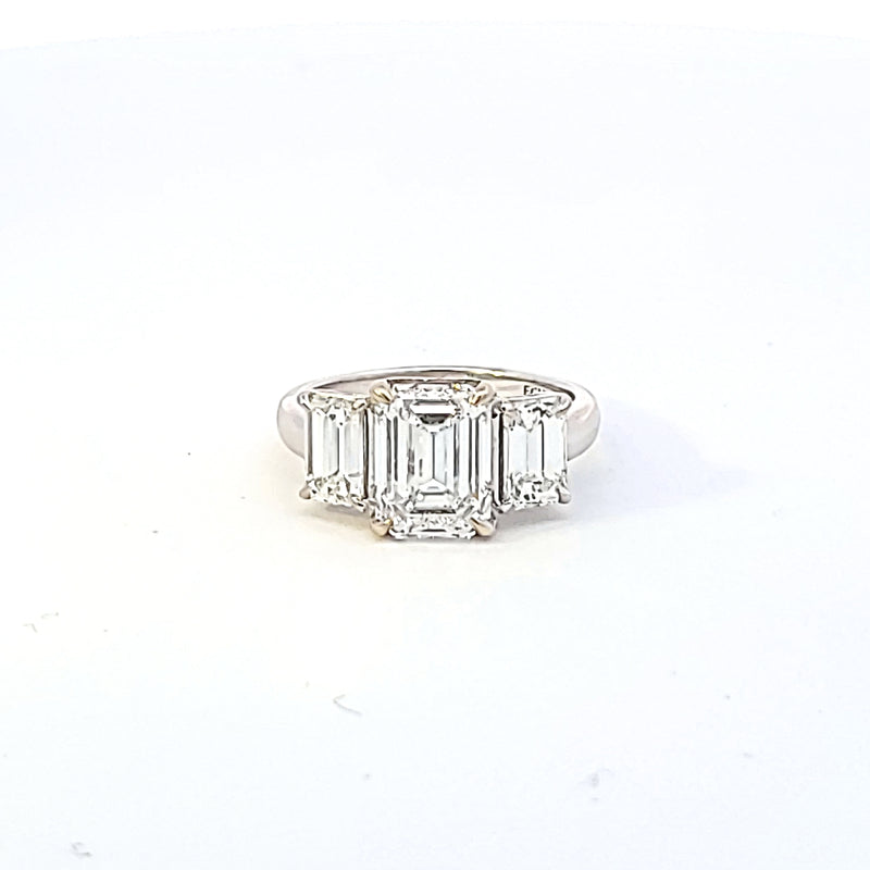 4.61 Carat Emerald Cut D VS1 Diamond Platinum Three-Stone Ring