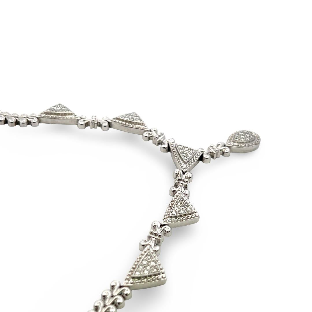 Vintage 14K White Gold Pendant Necklace with 1.5 Carat Round I-SI Diamonds