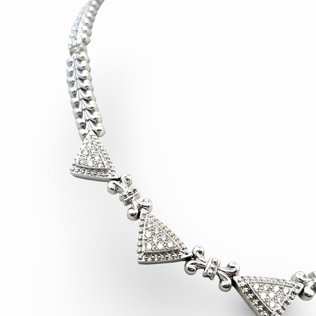 Vintage 14K White Gold Pendant Necklace with 1.5 Carat Round I-SI Diamonds