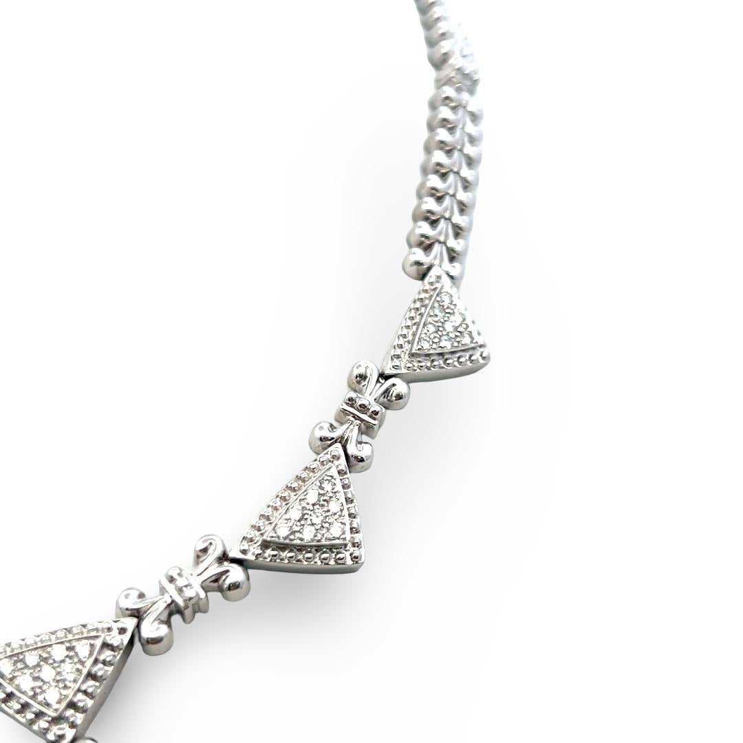Vintage 14K White Gold Pendant Necklace with 1.5 Carat Round I-SI Diamonds