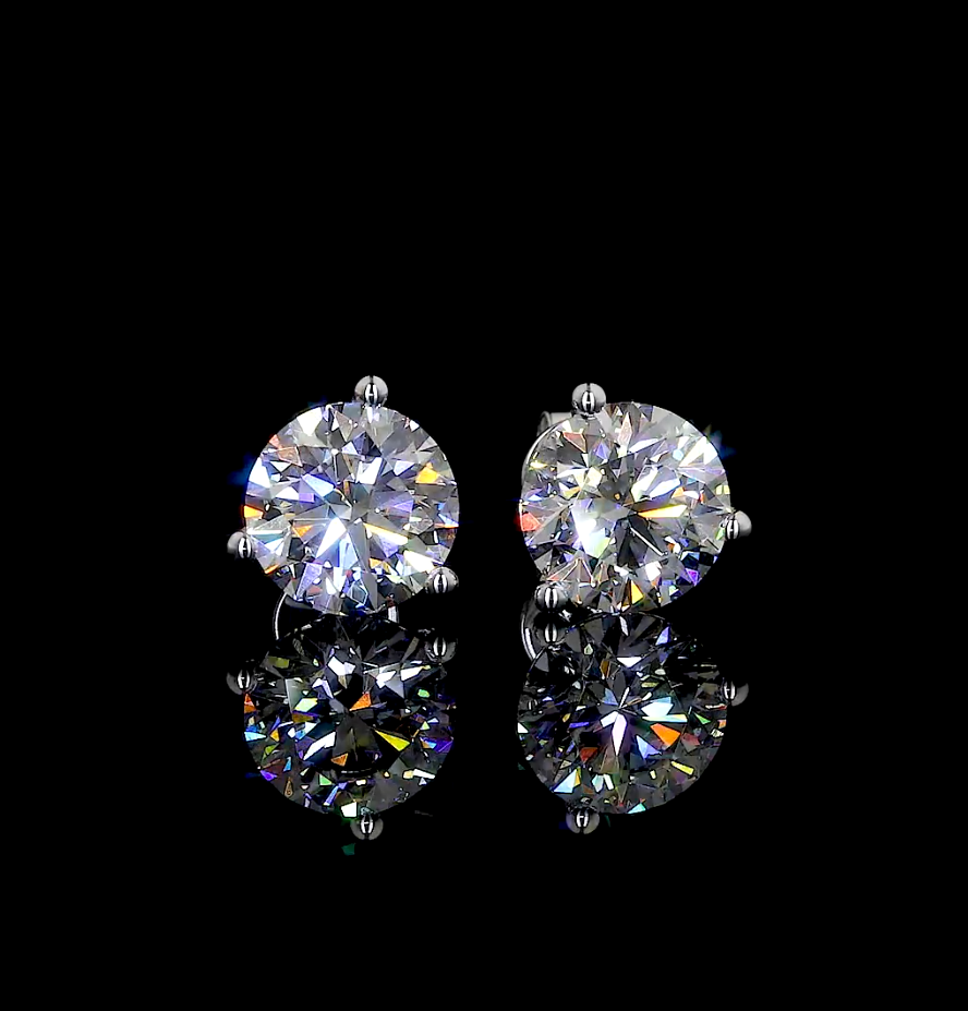 Lab-Grown 4.99 Carat Round J-VS1 Diamond 14K White Gold Martini Earrings