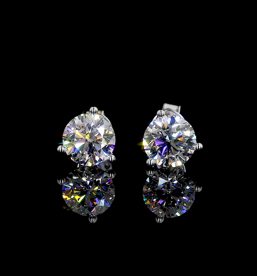 Lab-Grown 6.24 Carat Round -VVS2 Diamond 14K White Gold Martini Earrings