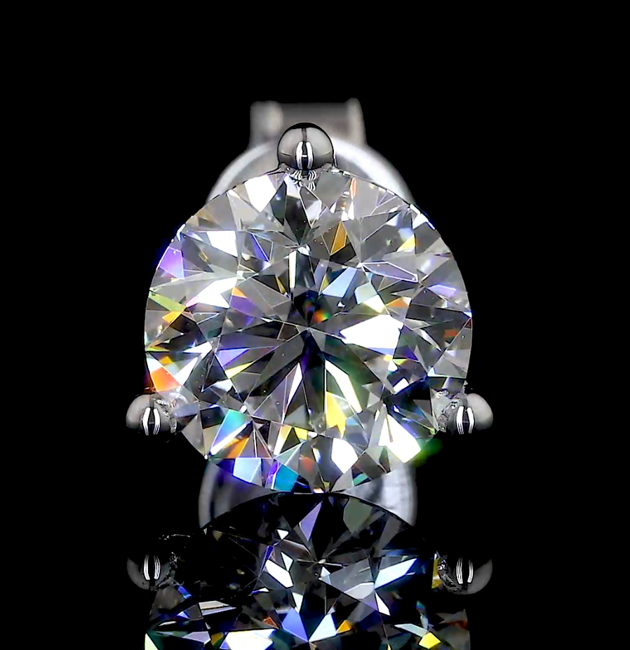 Lab-Grown 6.41 Carat Round -VS1 Diamond 14K White Gold Martini Earrings