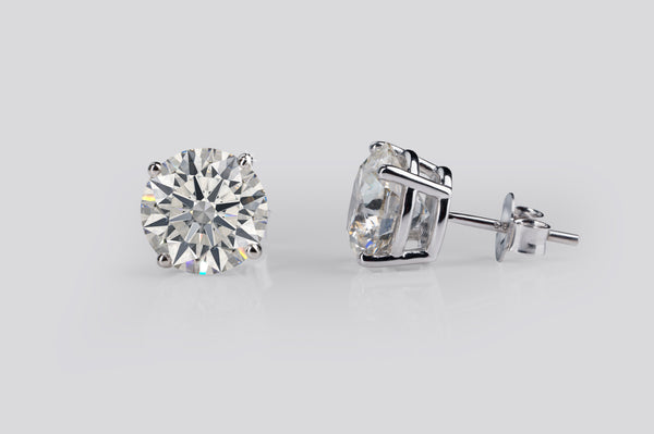 Lab-Grown 6.04 Carat Round -VS1 Diamond 14K White Gold Studs Earrings