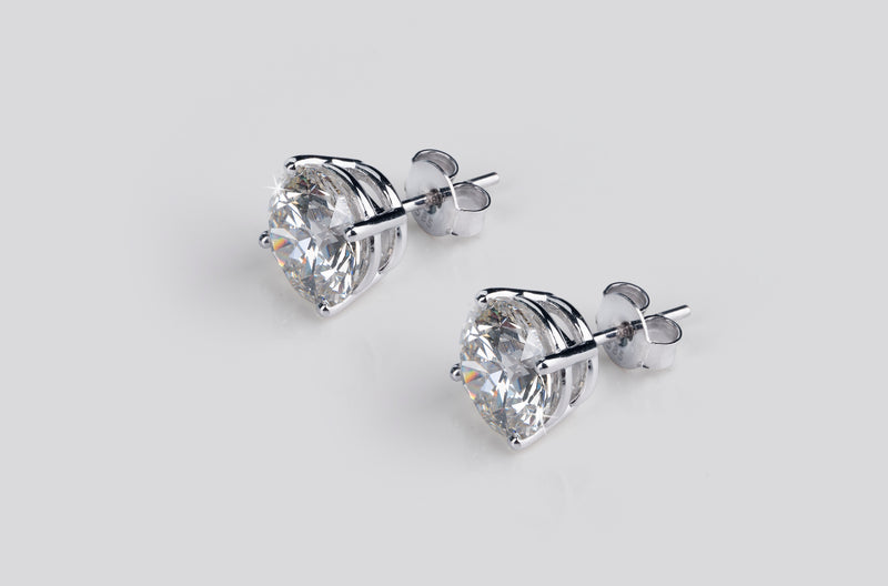 Lab-Grown 6.06 Carat Round - Diamond 14K White Gold Martini Earrings