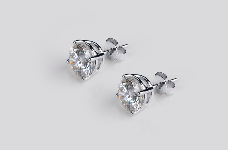 Lab-Grown 4.03 Carat Old European Brilliant D-VVS2 Diamond 14K White Gold Studs Earrings