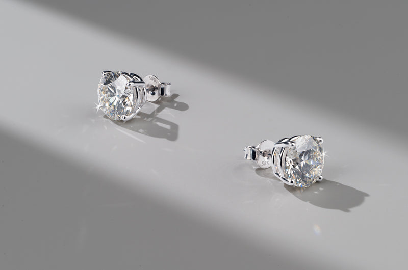 Lab-Grown 6.43 Carat Round K-VS1 Diamond 14K White Gold Martini Earrings