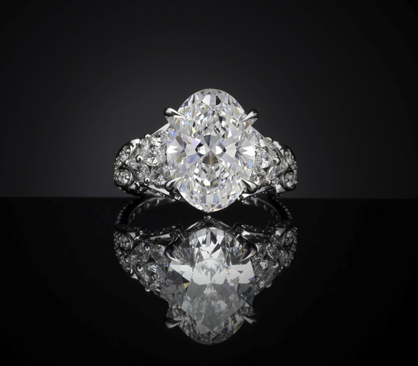 Lab-Grown 6.45 Carat Oval E-VS1 Diamond 14K White Gold Special Ring