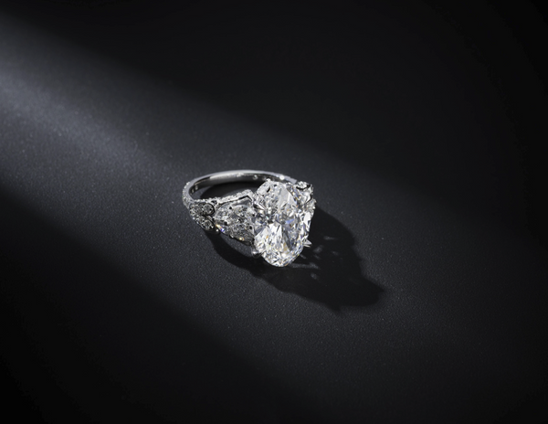Lab-Grown 6.45 Carat Oval E-VS1 Diamond 14K White Gold Special Ring