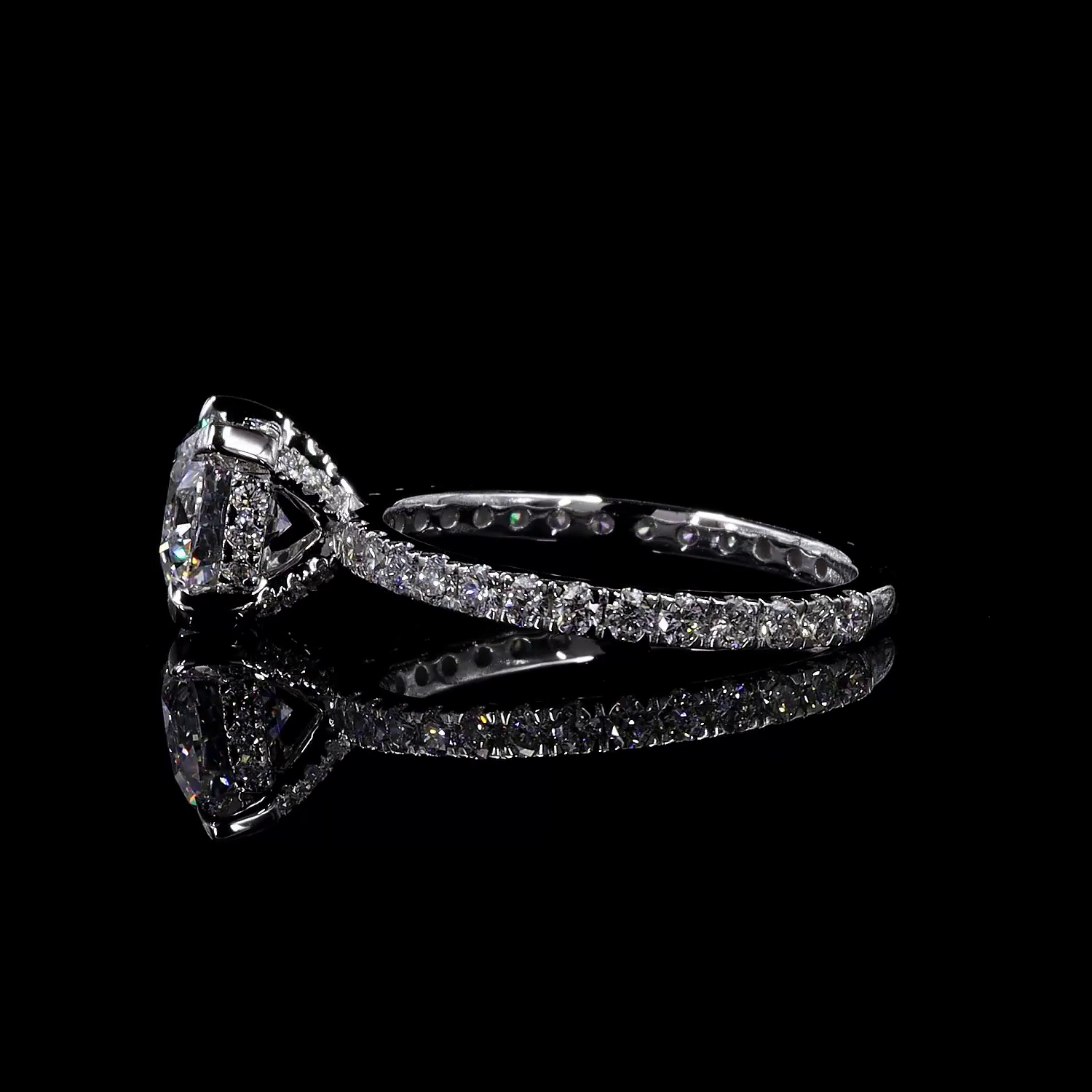 Lab-Grown 7.86 Carat Round E-VS1 Diamond 14K White Gold Hidden Halo Ring