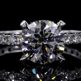 Lab-Grown 7.86 Carat Round E-VS1 Diamond 14K White Gold Hidden Halo Ring