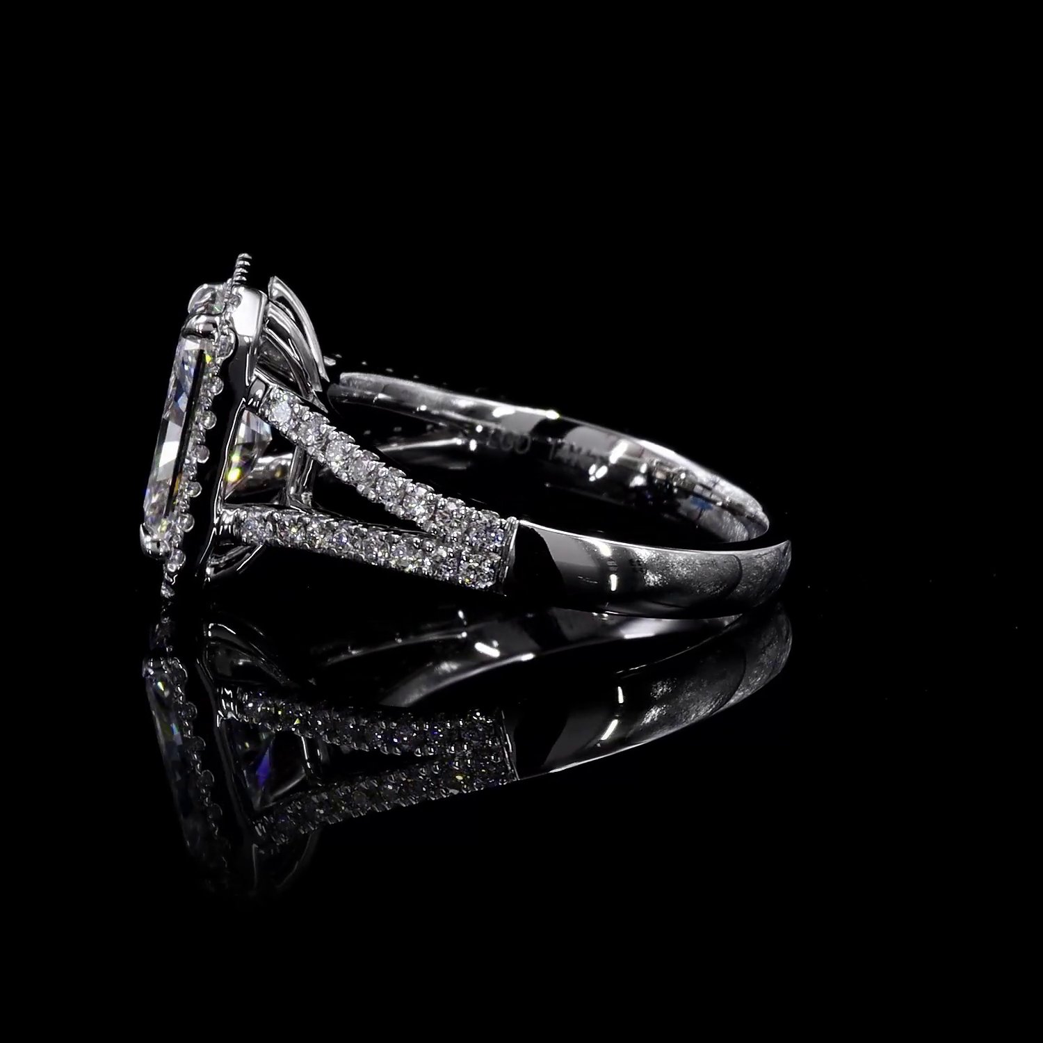 Lab-Grown 8.06 Carat Radiant E-F-VS2 Diamond 14K White Gold Split Shank Ring