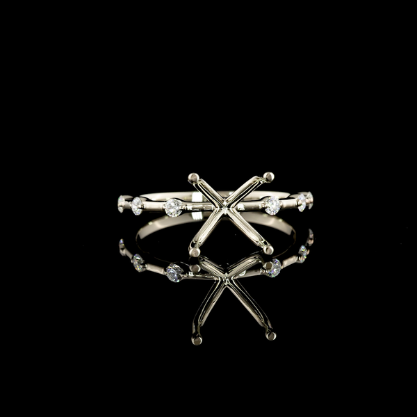 Lab-Grown 3.15 Carat Round E-VS1 Diamond 18K White Gold Solitaire Diamond Shank 